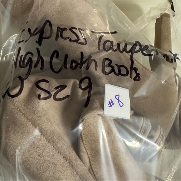 Express "TISSU" Ultra High Heel Boots Tan Over The Knee Women's Stretch Size 9 - Picture 14 of 14